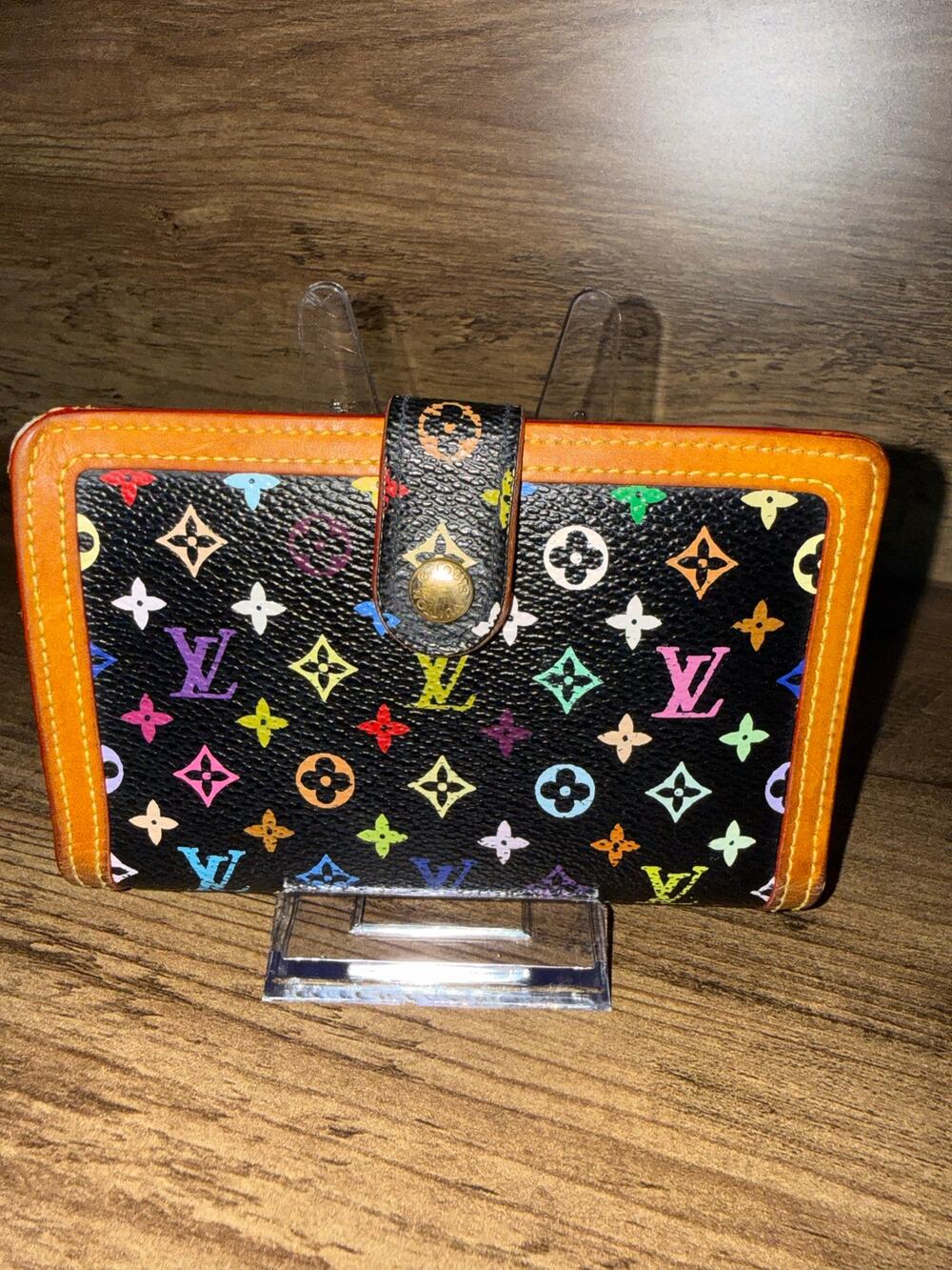 Louis Vuitton x Takashi Murakami Multicolore French Purse Wallet Black